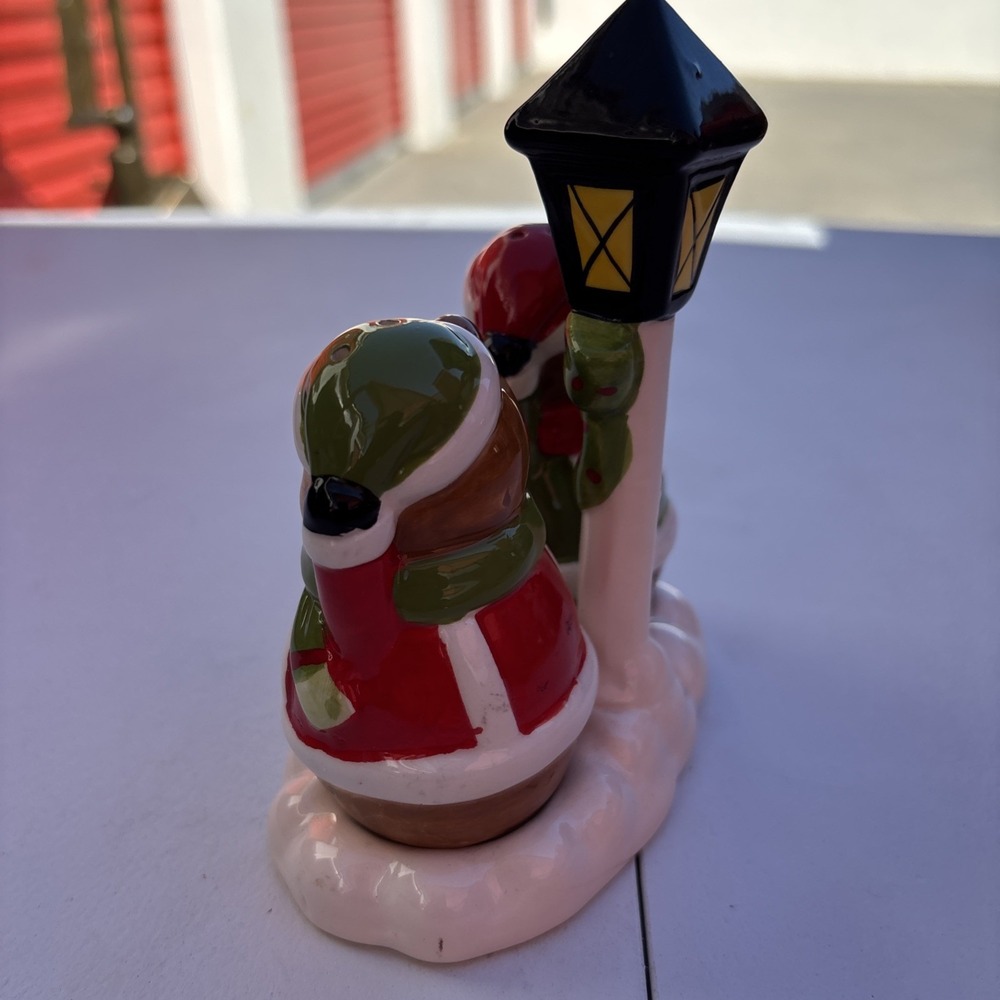 Bella Casa by Ganz Ceramic bears Salt And Pepper Shakers Tray Christmas - Picture 2 of 7